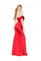 Rojo Sirena Hombros Descubiertos Satén elástico Largo Formales Vestidos de dama de honor / Vestidos de fiesta