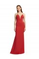 Rojo Sirena Tirantes espagueti Cuello en V Crepé Elástico Largo Formales Vestidos de dama de honor / Vestidos de fiesta