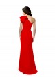 Rojo Sirena Un Hombre Cuello Alto Crepé Elástico Largo Formales Vestidos de dama de honor / Vestidos de fiesta