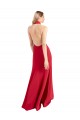 Rojo línea A Halter Cuello Alto Crepé Elástico Largo Formales Vestidos de dama de honor / Vestidos de fiesta