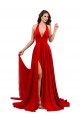 Rojo línea A Halter Spandex Largo Formales Vestidos de dama de honor / Vestidos de fiesta