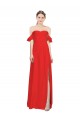 Rojo línea A Hombros Descubiertos Crepé Elástico Largo Formales Vestidos de dama de honor / Vestidos de fiesta