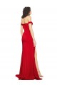 Rojo línea A Hombros Descubiertos Satén sedoso Largo Formales Vestidos de dama de honor / Vestidos de fiesta