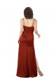 Rojo línea A Tirantes espagueti Cuadrado Satén sedoso Largo Formales Vestidos de dama de honor / Vestidos de fiesta
