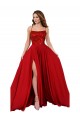 Rojo línea A Tirantes espagueti Cuadrado Spandex Encaje Largo Vestidos de dama de honor / Vestidos de fiesta