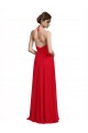 Rojo línea A Tirantes espagueti Halter Cuello en V Gasa Largo Vestidos de dama de honor