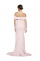 Rosa Cubierta Cuadrado Barrer tren Crepé Elástico Largo Formales Vestidos de dama de honor / Vestidos de fiesta