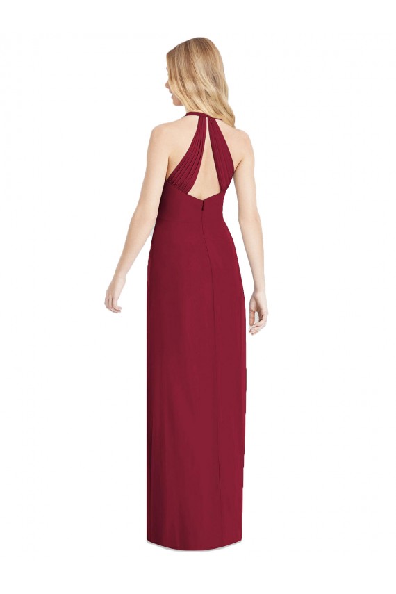 Rosa Del Desierto Trompeta Halter Cuello en V Gasa Largo Formales Vestidos de dama de honor / Vestidos de noche