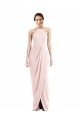 Rosa Trompeta Halter Crepé Elástico Largo Vestidos de dama de honor / Vestidos de fiesta