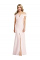 Rosa Trompeta Hombros Descubiertos Cuello en V Crepé Elástico Largo Formales Vestidos de dama de honor / Vestidos de fiesta