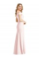 Rosa Trompeta Hombros Descubiertos Cuello en V Crepé Elástico Largo Formales Vestidos de dama de honor / Vestidos de fiesta