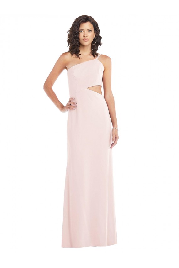 Rosa Trompeta Un Hombre Crepé Elástico Largo Formales Vestidos de dama de honor / Vestidos de fiesta