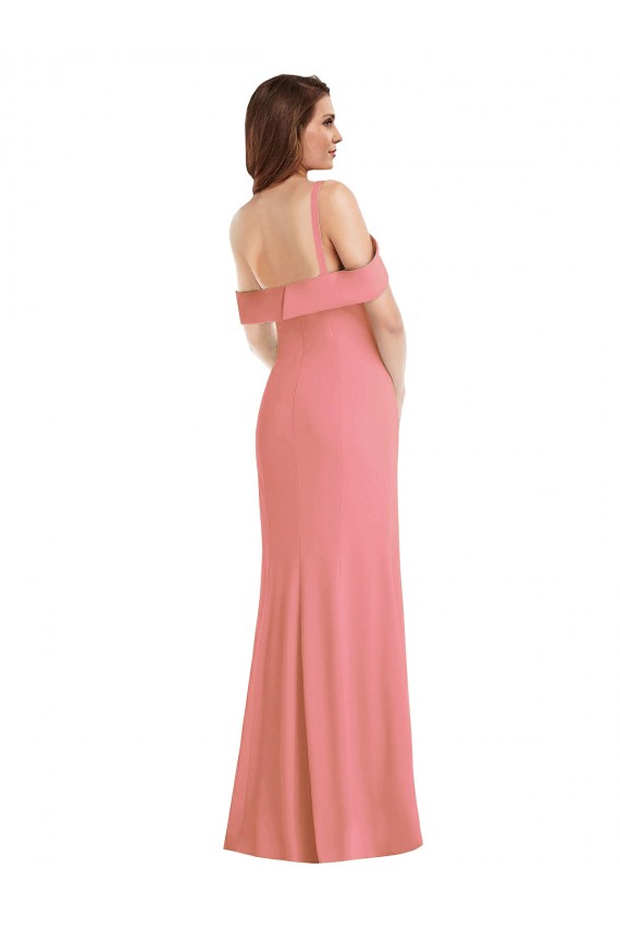 Rosa caliente Trompeta Un Hombre Crepé Elástico Largo Vestidos de dama de honor / Vestidos de fiesta
