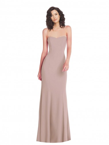 Rosa empolvado Sirena Cuello de Corazón Sin tirantes Crepé Elástico Largo Formales Vestidos de dama de honor / Vestidos de fiesta