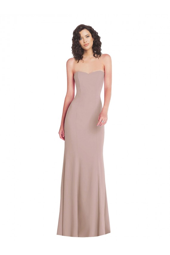 Rosa empolvado Sirena Cuello de Corazón Sin tirantes Crepé Elástico Largo Formales Vestidos de dama de honor / Vestidos de fiesta