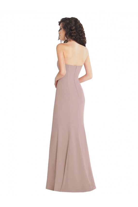Rosa empolvado Sirena Cuello de Corazón Sin tirantes Crepé Elástico Largo Formales Vestidos de dama de honor / Vestidos de fiesta