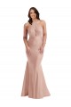 Rosa empolvado Sirena Halter Satén sedoso Largo Formales Vestidos de dama de honor / Vestidos de fiesta