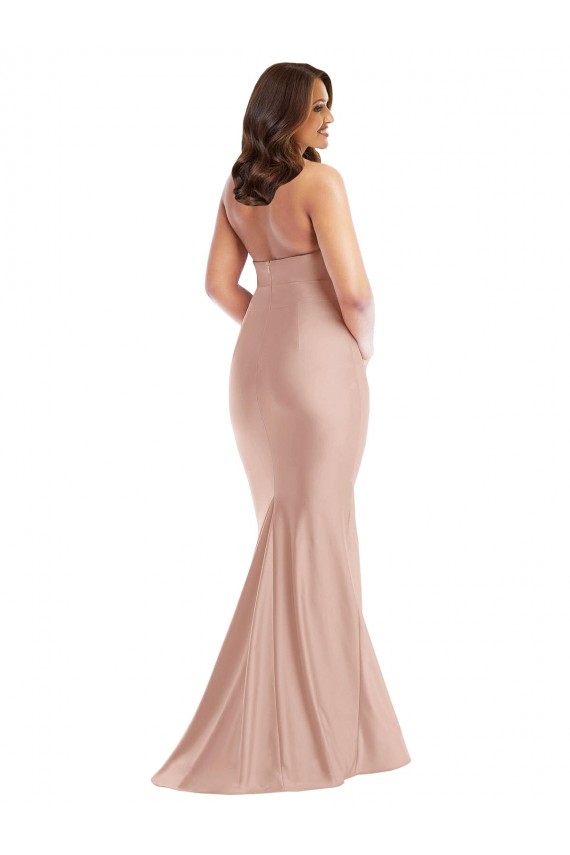 Rosa empolvado Sirena Halter Satén sedoso Largo Formales Vestidos de dama de honor / Vestidos de fiesta