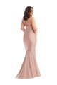 Rosa empolvado Sirena Halter Satén sedoso Largo Formales Vestidos de dama de honor / Vestidos de fiesta