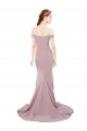 Rosa empolvado Sirena Hombros Descubiertos Barrer tren Crepé Elástico Largo Formales Vestidos de dama de honor / Vestidos de fiesta