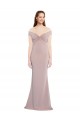 Rosa empolvado Sirena Hombros Descubiertos Cuello en V Crepé Elástico Largo Formales Vestidos de dama de honor / Vestidos de fiesta