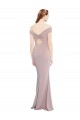 Rosa empolvado Sirena Hombros Descubiertos Cuello en V Crepé Elástico Largo Formales Vestidos de dama de honor / Vestidos de fiesta