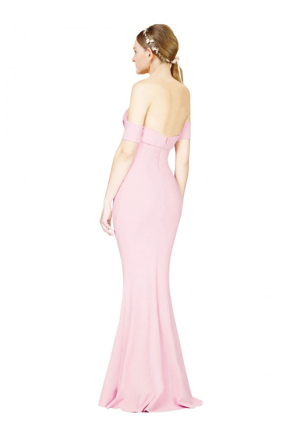 Rosa línea A Sin tirantes Crepé Elástico Largo Formales Vestidos de dama de honor / Vestidos de fiesta