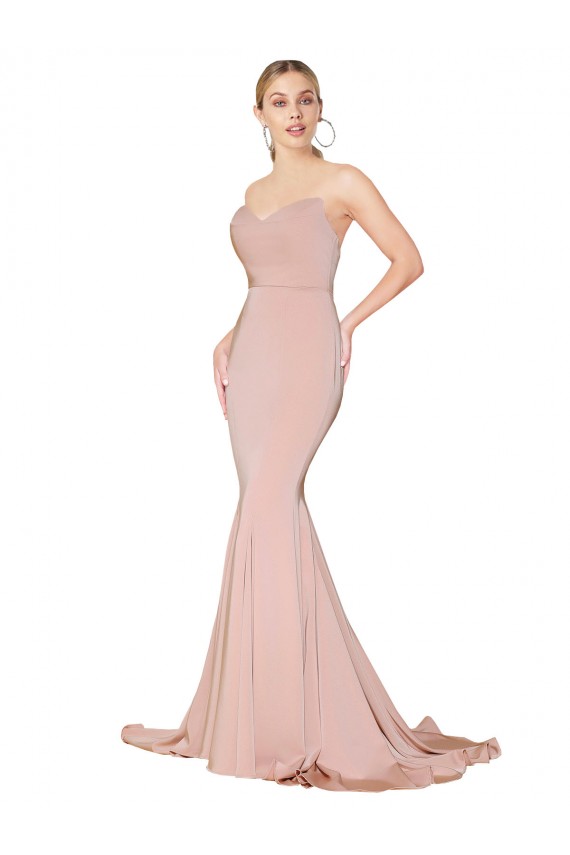 Sirena Cuello Alto Crepé Elástico Largo Formales Vestidos de dama de honor / Vestidos de fiesta