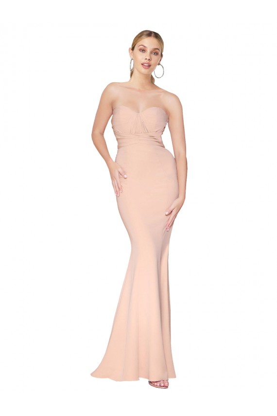 Sirena Cuello Alto Crepé Elástico Largo Formales Vestidos de dama de honor / Vestidos de fiesta