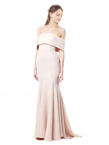 Sirena Hombros Descubiertos Crepé Elástico Largo Formales Vestidos de dama de honor / Vestidos de fiesta