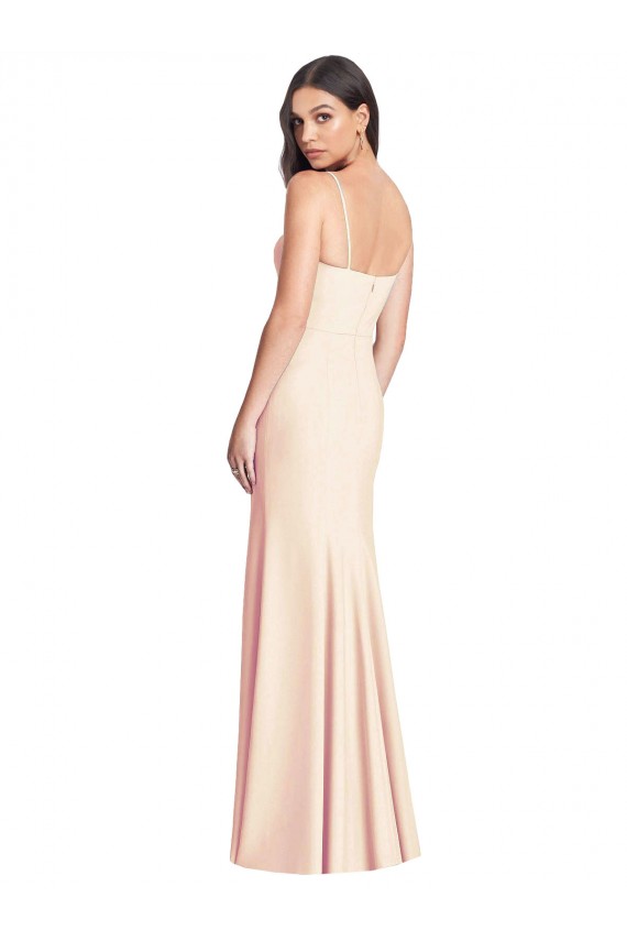 Trompeta Tirantes espagueti Crepé Elástico Largo Vestidos de dama de honor / Vestidos de fiesta