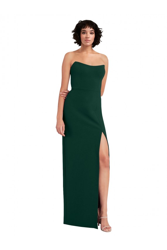 Verde Midnight Cubierta Cucharón Sin tirantes Crepé Elástico Largo Formales Vestidos de dama de honor / Vestidos de fiesta