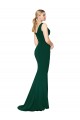 Verde Midnight Sirena Cuello en V Cuello Alto Crepé Elástico Largo Formales Vestidos de dama de honor / Vestidos de fiesta