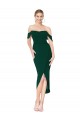 Verde Midnight Sirena Hombros Descubiertos Crepé Elástico Corto Asimétrico Formales Vestidos de dama de honor / Vestidos de fiesta / Vestidos de cóctel