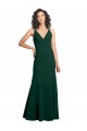 Verde Midnight línea A Cuello en V Crepé Elástico Largo Formales Vestidos de dama de honor / Vestidos de fiesta