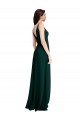 Verde Midnight línea A Cuello en V Crepé Elástico Largo Formales Vestidos de dama de honor / Vestidos de fiesta