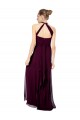 Verde Midnight línea A Halter Gasa Largo Vestidos de dama de honor
