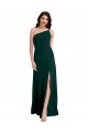 Verde Midnight línea A Un Hombre Crepé Elástico Largo Formales Vestidos de dama de honor / Vestidos de fiesta