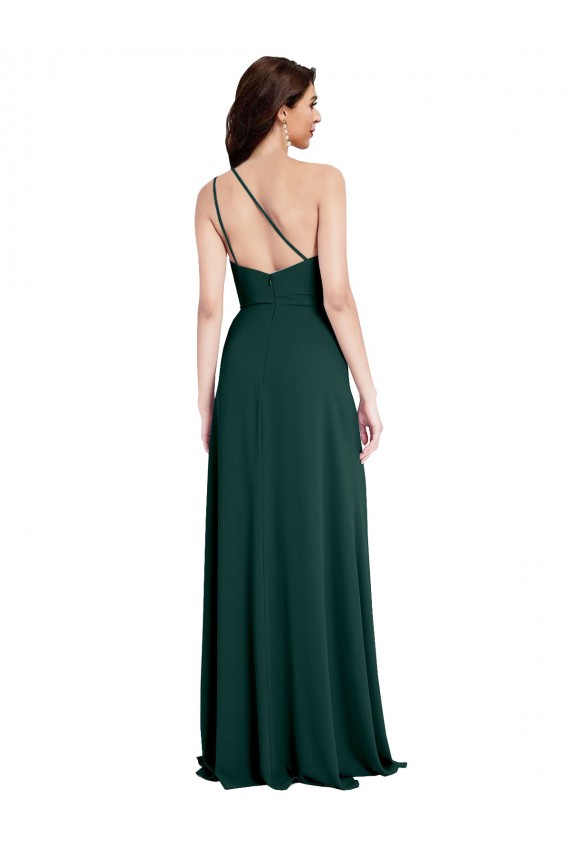 Verde Midnight línea A Un Hombre Crepé Elástico Largo Formales Vestidos de dama de honor / Vestidos de fiesta