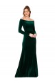 Verde oscuro Cubierta Hombros Descubiertos Terciopelo Elástico Largo Formales Vestidos de dama de honor / Vestidos de fiesta