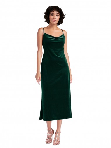 Verde oscuro Cubierta Midi Terciopelo Elástico Corto Formales Vestidos de dama de honor / Vestidos de fiesta / Vestidos de cóctel