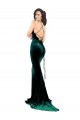 Verde oscuro Sirena Cuello Alto Barrer tren Terciopelo Elástico Largo Formales Vestidos de dama de honor / Vestidos de fiesta
