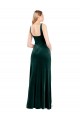 Verde oscuro línea A Cuadrado Terciopelo Elástico Largo Vestidos de dama de honor / Vestidos de fiesta
