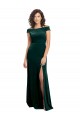 Verde oscuro línea A Cuadrado Terciopelo Elástico Largo Formales Vestidos de dama de honor / Vestidos de fiesta