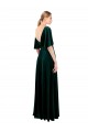 Verde oscuro línea A Cuello en V Terciopelo Elástico Largo Vestidos de dama de honor / Vestidos de fiesta