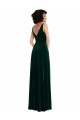 Verde oscuro línea A Cuello en V Terciopelo Elástico Largo Vestidos de dama de honor / Vestidos de fiesta