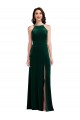 Verde oscuro línea A Halter Cuello Alto Terciopelo Elástico Largo Vestidos de dama de honor / Vestidos de fiesta