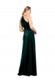 Verde oscuro línea A Tirantes espagueti Cuello joya Terciopelo Elástico Largo Vestidos de dama de honor / Vestidos de fiesta