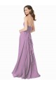 lavanda oscura línea A Halter Gasa Largo Vestidos de dama de honor