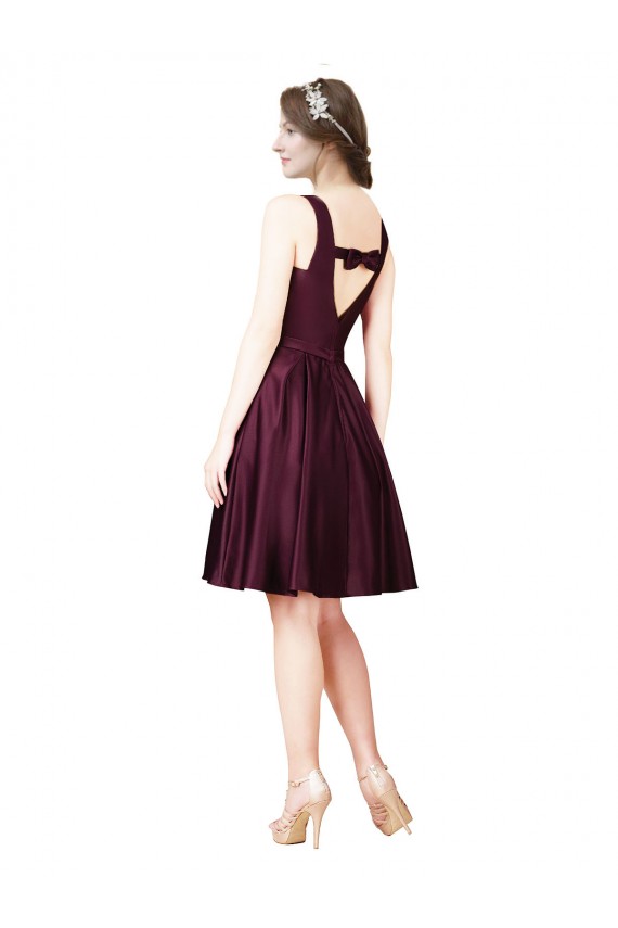línea A Barco Satén Corto Vestidos de dama de honor / Vestidos de fiesta / Vestidos de cóctel